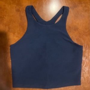 NEW Beyond Yoga Spacedye Refocus Cropped Tank w/ Shelf Bra, Navy - Medium